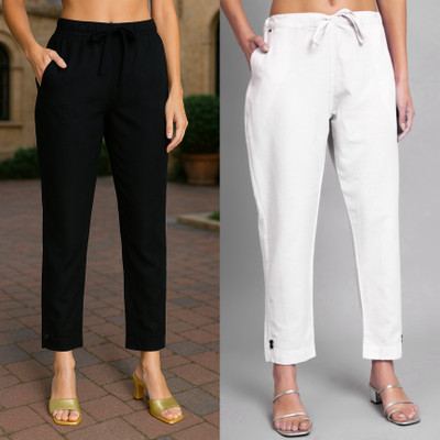 Andheriyas Enterprises Straight Fit Women White, Black Trousers