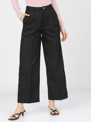 Tokyo Talkies Straight Fit Women Black Trousers