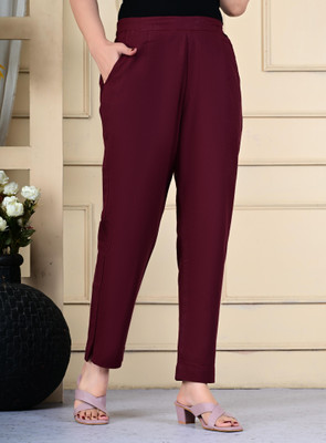 Gamyam Regular Fit Women Maroon Trousers