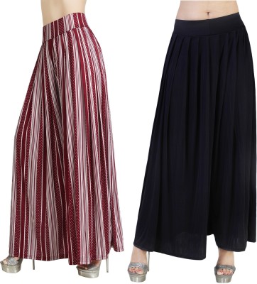 Fashion Bazaar Flared Women Maroon, Black Trousers