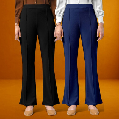 nitafashion Comfort Fit, Regular Fit Women Black, Dark Blue Trousers