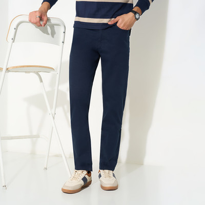 Peregrine by Pantaloons Slim Fit Men Blue Trousers