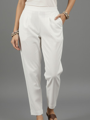 SAAV Regular Fit Women White Trousers