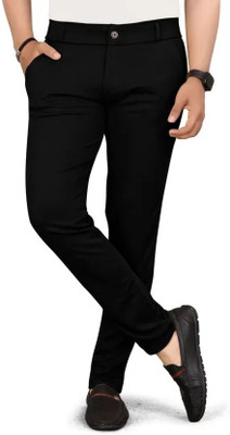 Anshulgarments Slim Fit Men Black Trousers