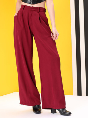 KOTTY Flared Women Red Trousers