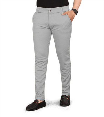 Raienterprises Slim Fit Men Silver Trousers