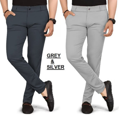 COMBRAIDED Regular Fit Men Grey Trousers