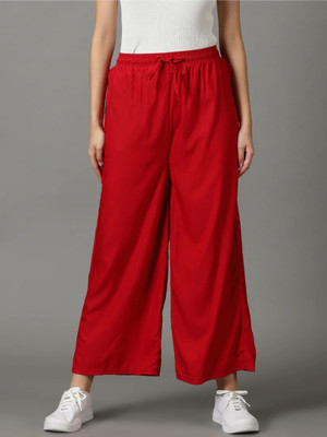 skytick Flared Women Red Trousers