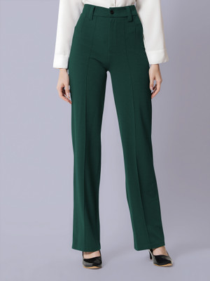 NAVYANKAA Regular Fit Women Dark Green Trousers