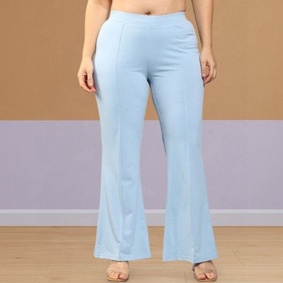 Looksky Comfort Fit, Regular Fit Women Light Blue Trousers
