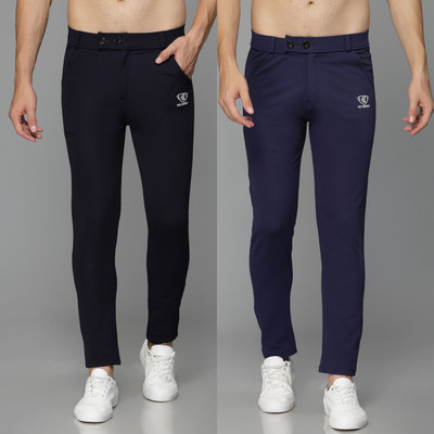 We Perfect Slim Fit Men Black, Blue Trousers