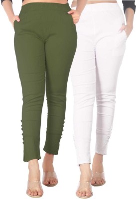 DEEPA ENTERPRISE Regular Fit Women White, Light Green Trousers