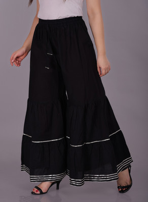 CANGO Flared Women Black Trousers