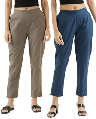 Dexus Regular Fit Women Grey, Dark Blue Trousers