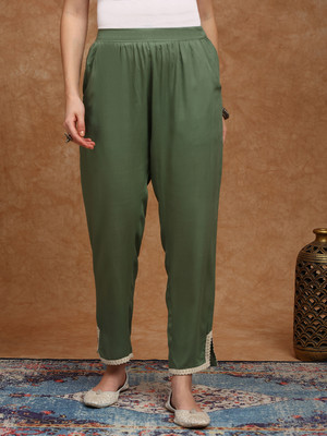 Globus Tapered Women Green Trousers