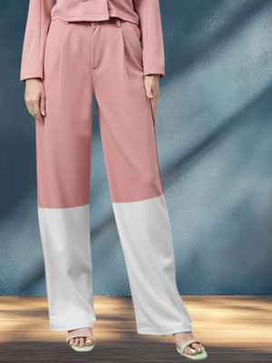 KOTTY Regular Fit Women Pink, White Trousers