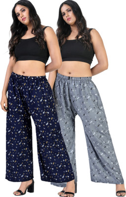 4K FASHION Relaxed Women Grey, Blue Trousers