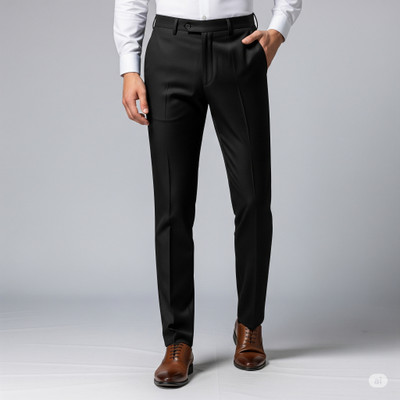 Macberrys Regular Fit Men Black Trousers