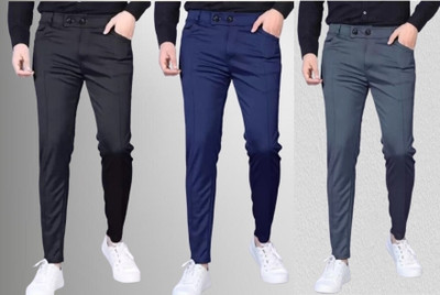 SUMITGARMENT Regular Fit Men Black, Grey, Dark Blue Trousers