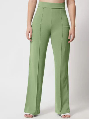 OOWL Regular Fit Women Light Green Trousers