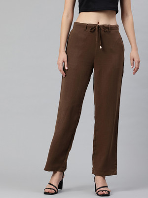 Popnetic Relaxed Women Brown Trousers