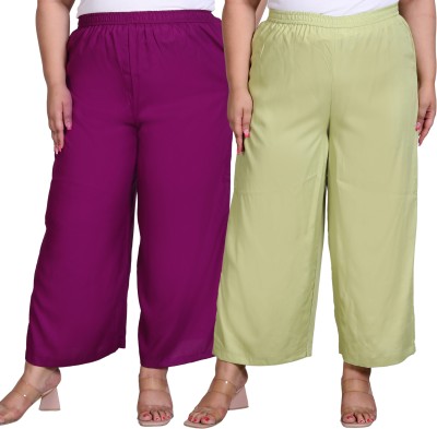 Prin Fashion House Relaxed Women Purple, Light Green Trousers