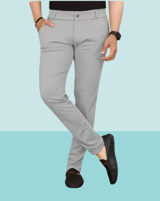 JHN FASHION Slim Fit Men Silver Trousers