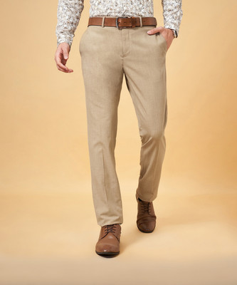 Peregrine by Pantaloons Slim Fit Men Beige Trousers
