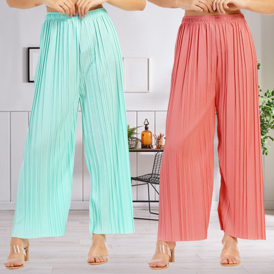 IRHA Regular Fit Women Green, Pink Trousers