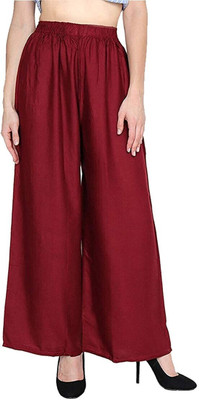OYLLA Flared Women Maroon Trousers