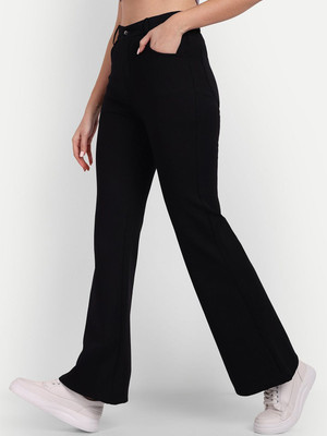 Broadstar Flared Women Black Trousers