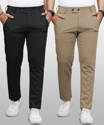VeBNoR Regular Fit Men Black, Beige Trousers