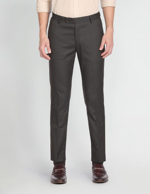 ARROW Regular Fit Men Brown Trousers