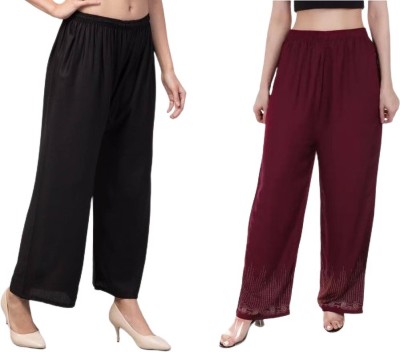 LYROO Flared Women Black, Maroon Trousers