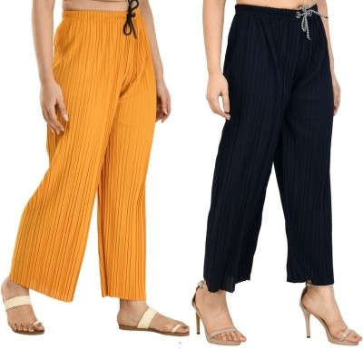 Fabrictown Relaxed Women Yellow, Dark Blue Trousers
