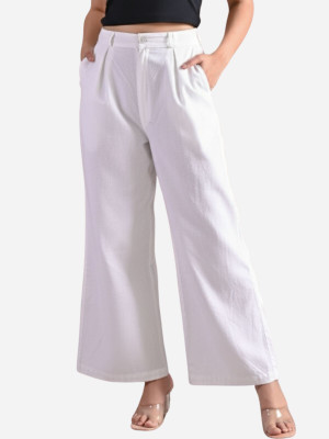 QuaClo Regular Fit Women White Trousers