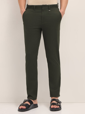 THE BEAR HOUSE Slim Fit Men Dark Green Trousers