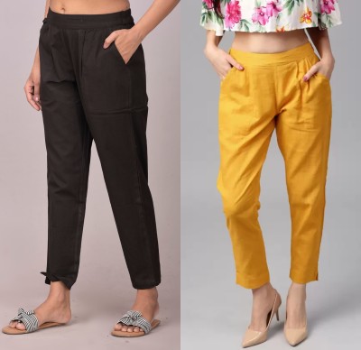 Adhisa Regular Fit Women Black, Yellow Trousers