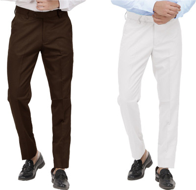 LAHSUAK Regular Fit Men Brown, White Trousers
