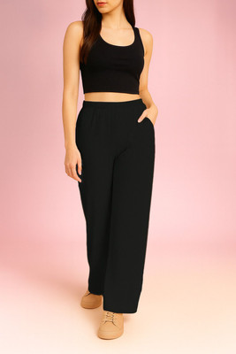 NACHU Regular Fit Women Black Trousers