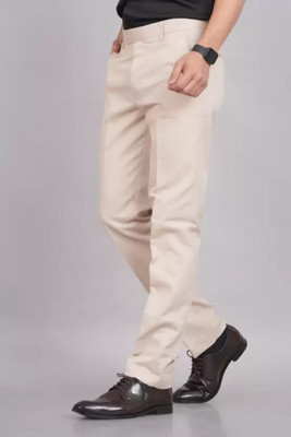 METRONAUT Slim Fit Men Cream Trousers