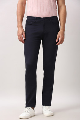 PETER ENGLAND Slim Fit Men Dark Blue Trousers