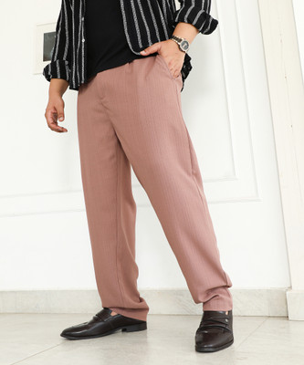 Instafab Plus Regular Fit Men Brown Trousers