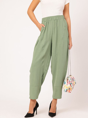 Dressberry Regular Fit Women Green Trousers