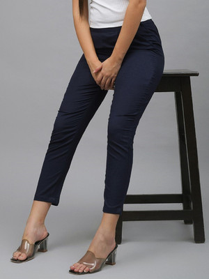 COTLUB Regular Fit Women Dark Blue Trousers