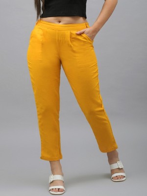 Me Craft Regular Fit Women Yellow Trousers