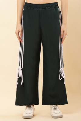 IKFASHION Loose Fit Women Dark Green Trousers