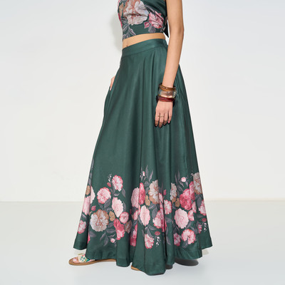 Akkriti by Pantaloons Printed Women A-line Green Skirt
