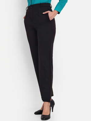 Broadstar Straight Fit Women Black Trousers