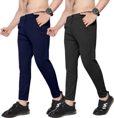 KENDORE Regular Fit Men Black, Dark Blue Trousers